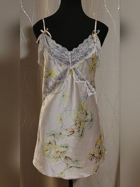 Vintage Jogé Brazilian Satin Floral Champagne Chemise Size M